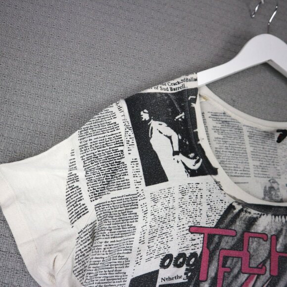 MXM Techno Y2K Newspaper Print Womens Tee - Picture 5 of 6
